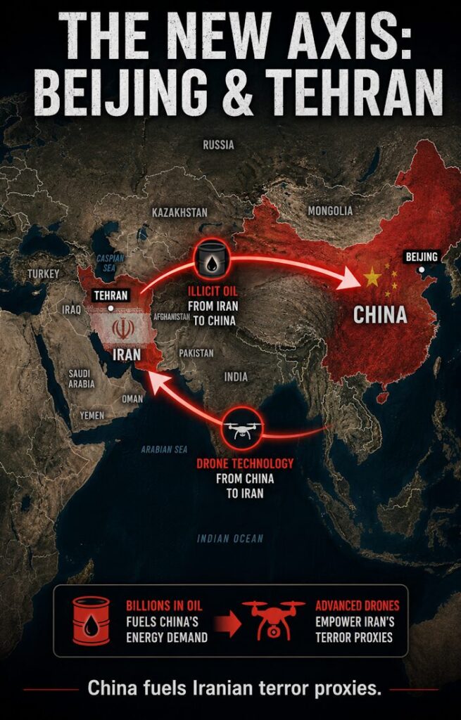 Map Showing The Strategic Axis Between Beijing And Tehran.