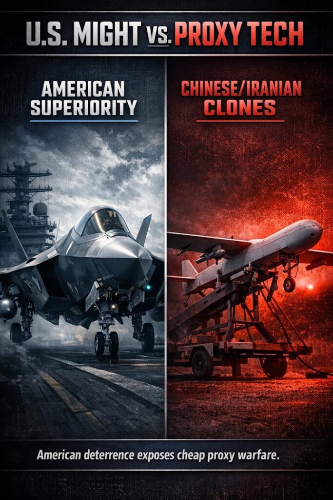 Infographic Comparing American Military Superiority To Proxy Drones.