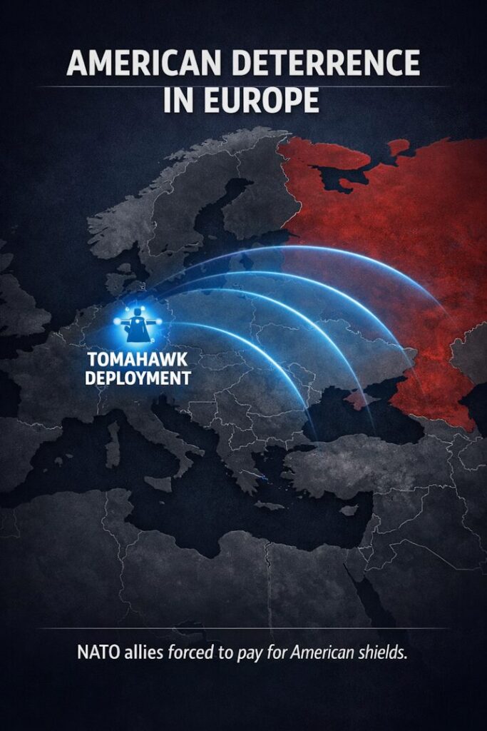 Map Showing the Strategic Deterrence Range of American Missiles in Germany