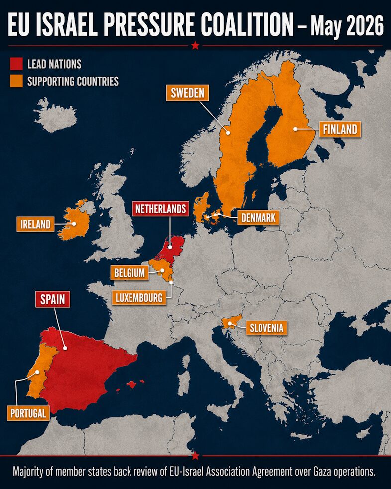 EU Israel Pressure Coalition Map Shows Majority Support.