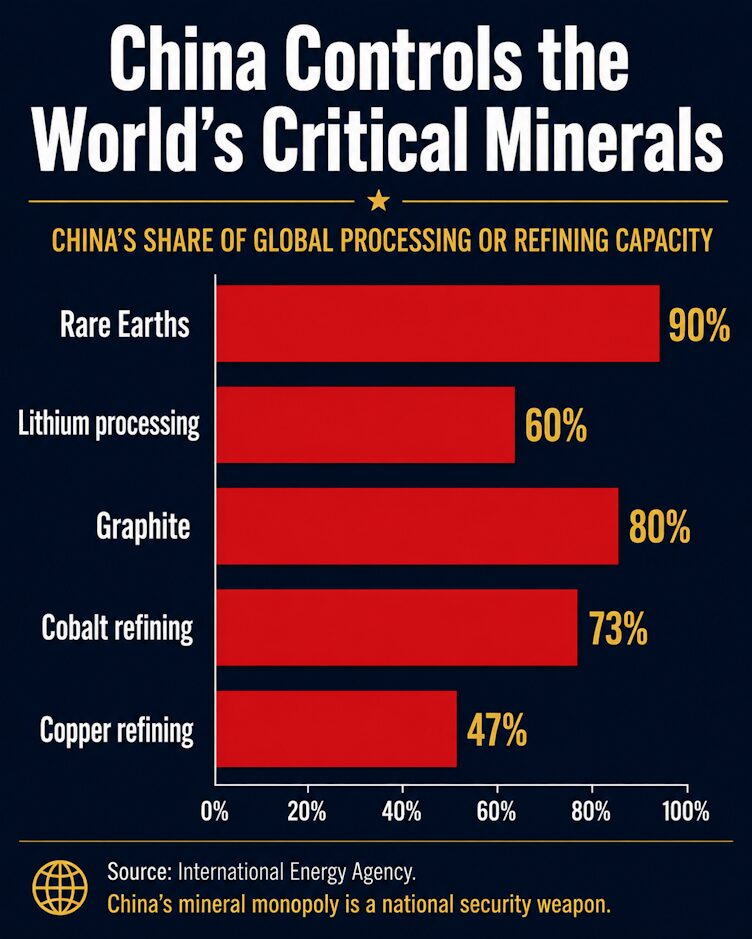 China critical minerals dominance percentage chart 2026.