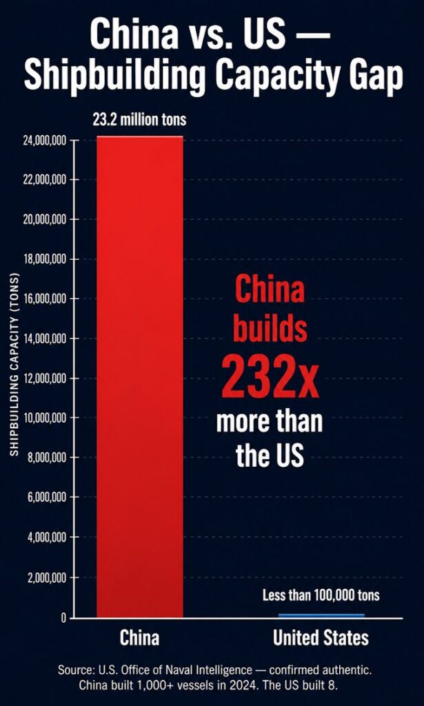 China US shipbuilding capacity comparison chart 2026.