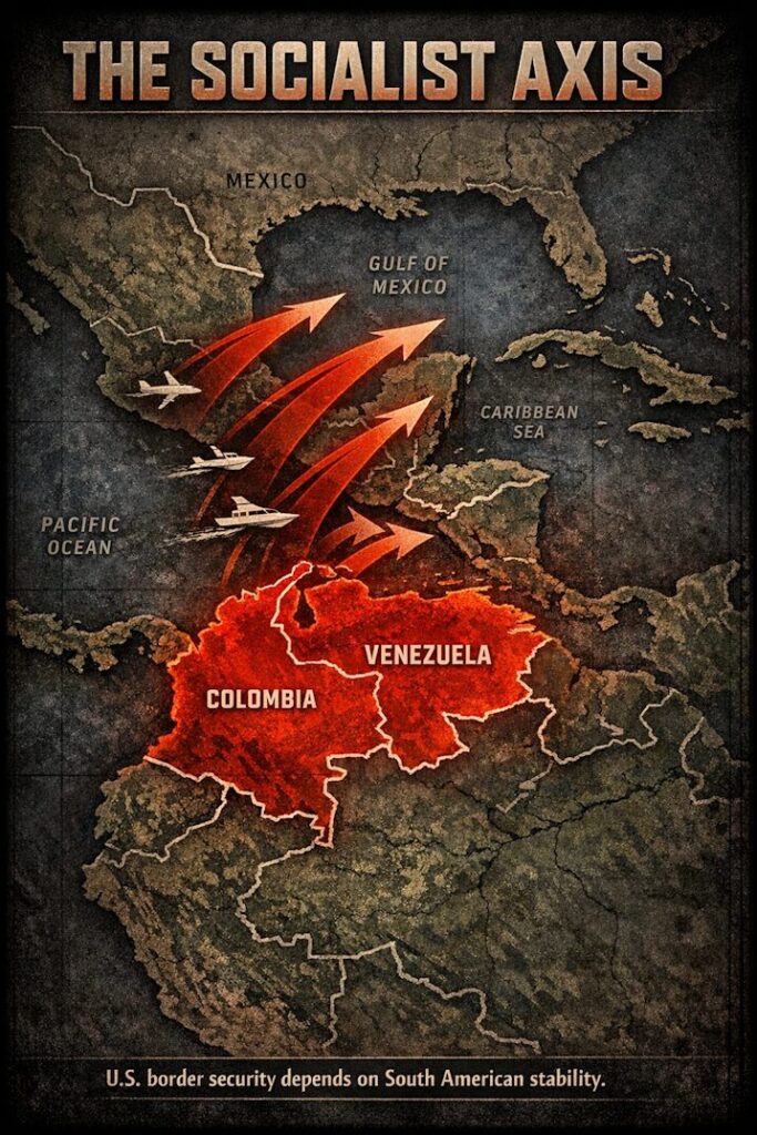 Geopolitical Map Showing The Dangerous Socialist Axis Between Colombia And Venezuela.