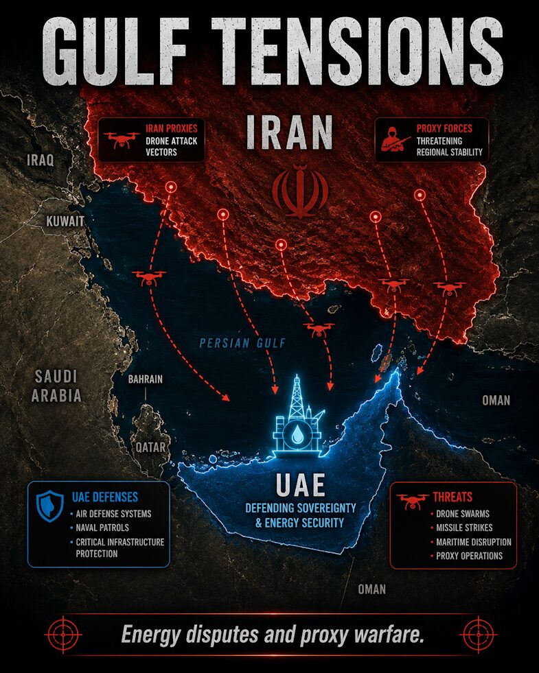 Map Showing The Strategic Geography And Military Tensions In The Persian Gulf.