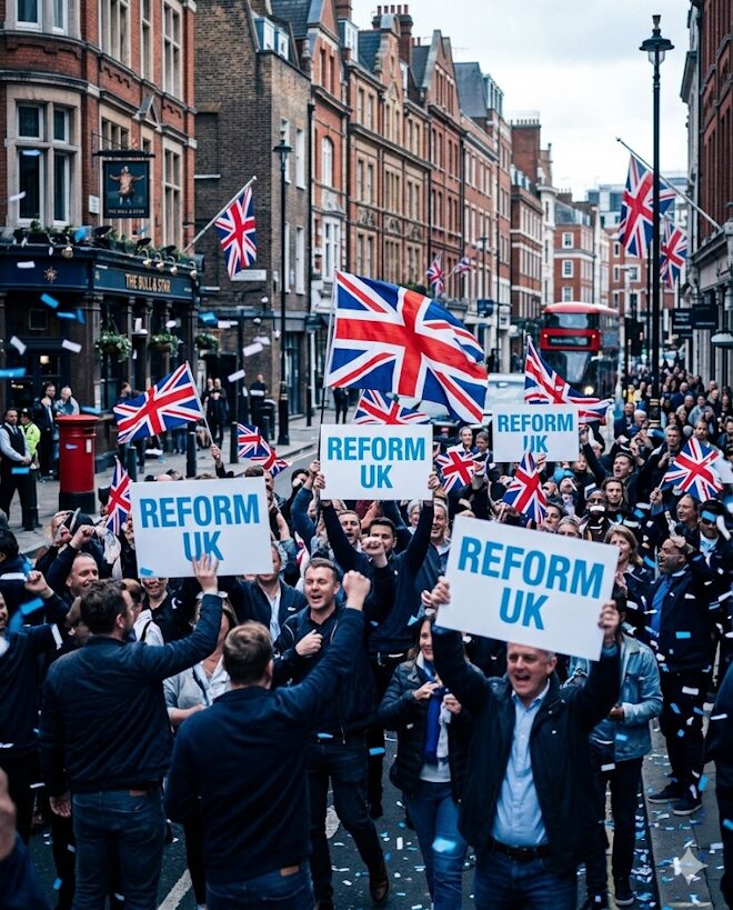 British Voters Celebrate Reform UK's Historic Election Victory