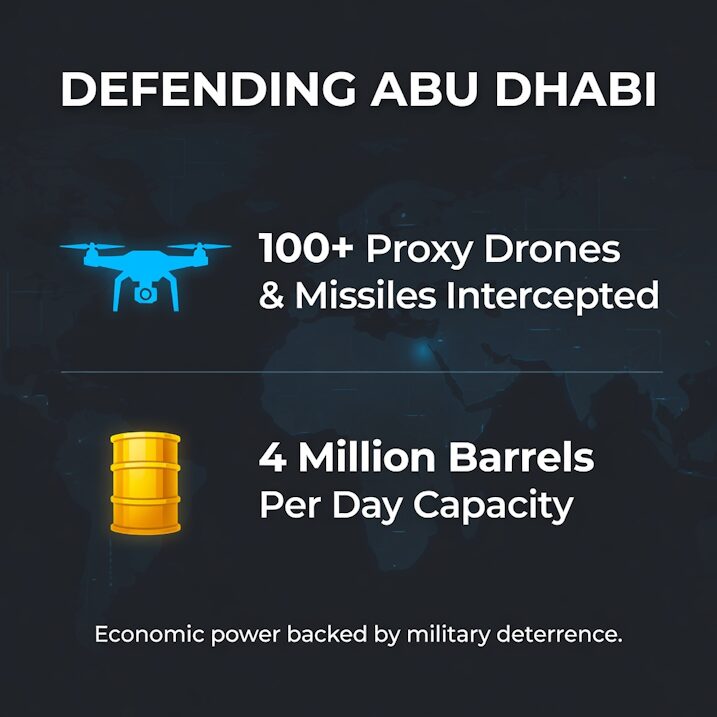 Infographic Detailing The UAE's Energy Capacity And Defense Interceptions.