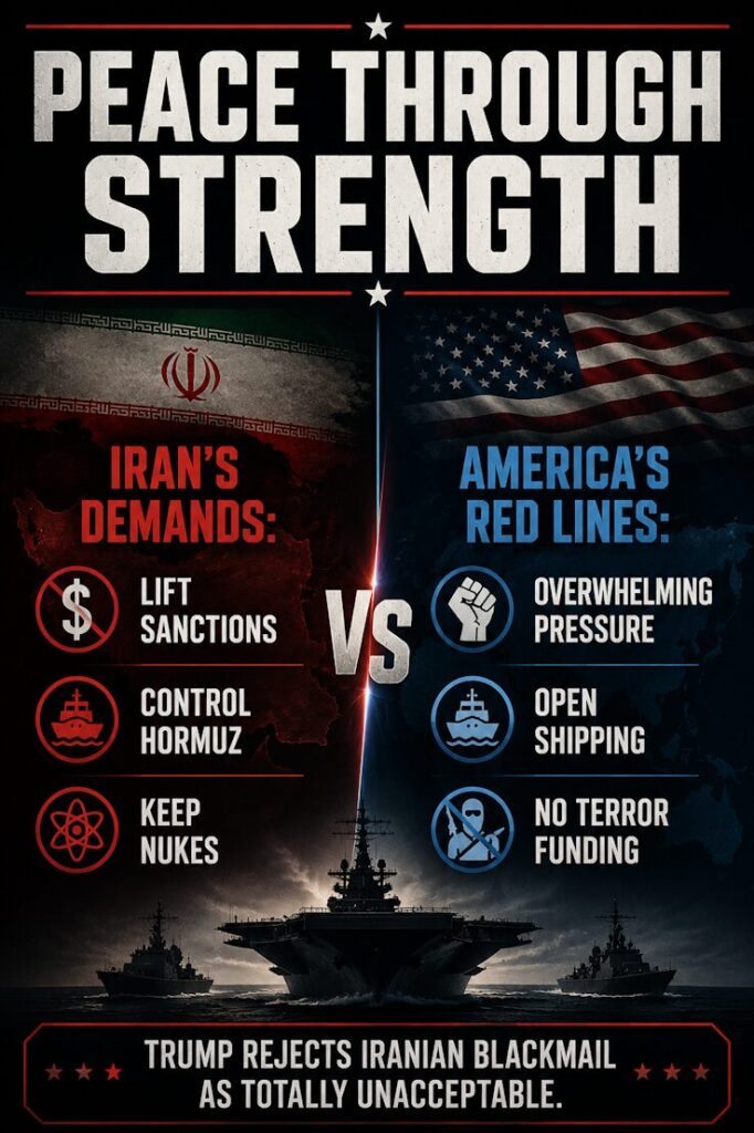Trump Iran peace through strength policy comparison graphic
