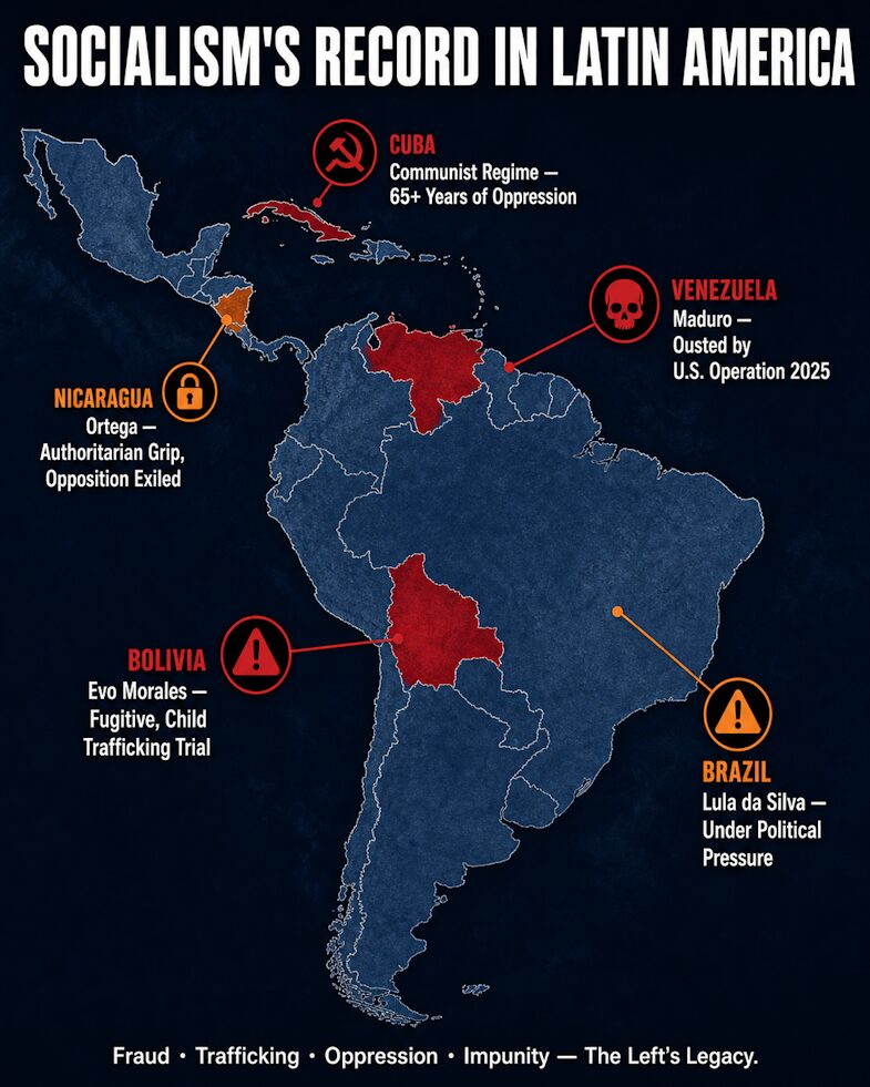 Socialism's Record in Latin America — Fraud, Trafficking, and Impunity, 2026.