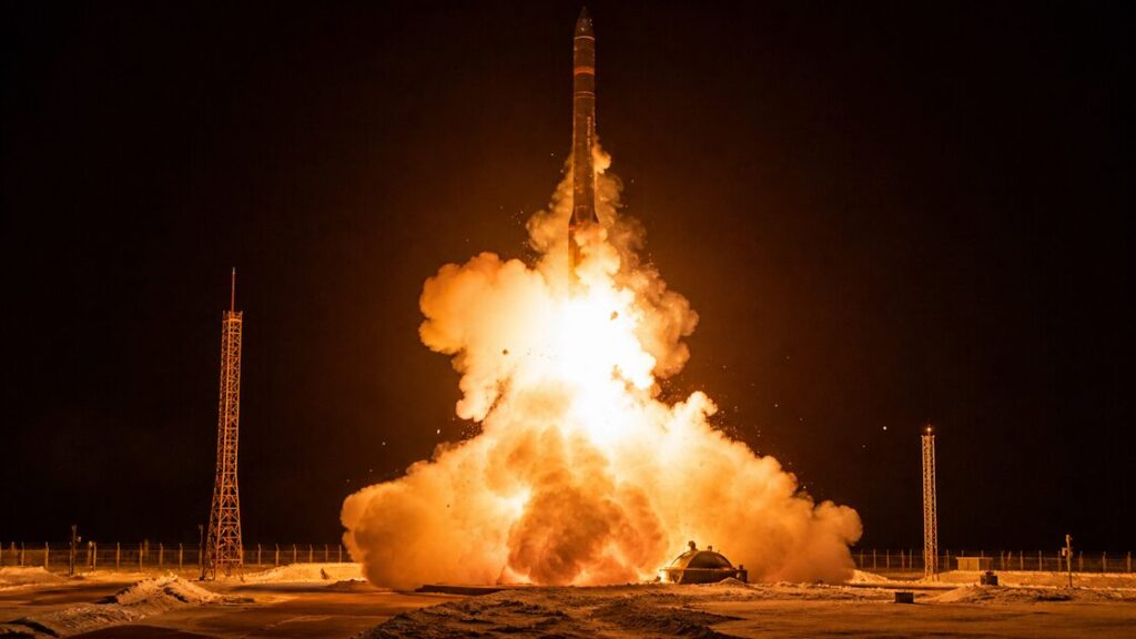 Russia Test-Fires RS-28 Sarmat 'Satan II' ICBM, May 12, 2026.