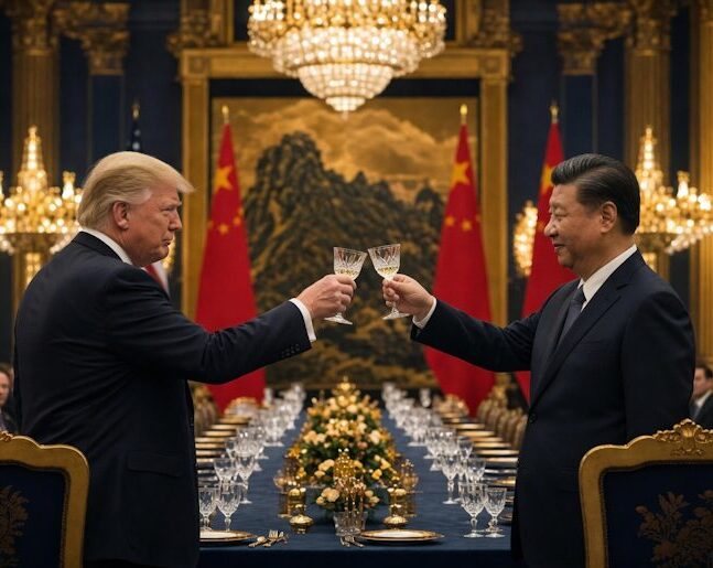 Trump and Xi Toast at Beijing State Banquet.