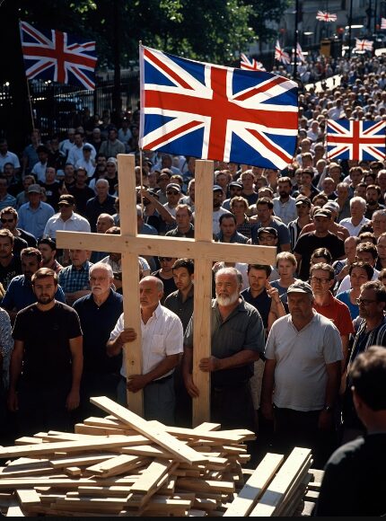 British Patriots Carry Wooden Crosses Through London Streets, May 2026.