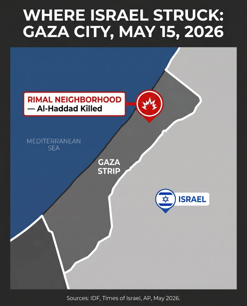 IDF Strike Location: Rimal Neighborhood, Gaza City, May 15, 2026.