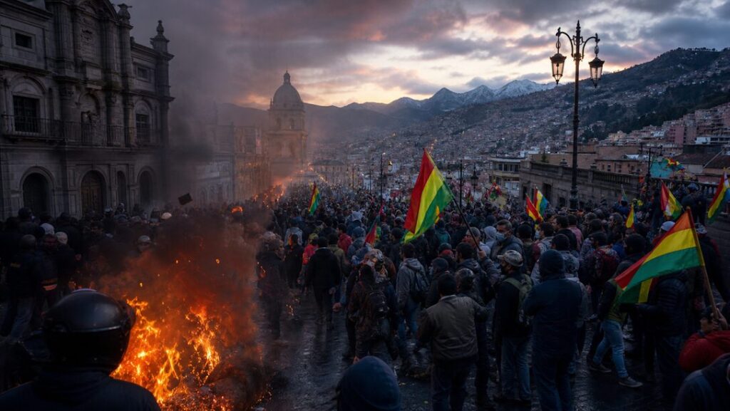 Massive protests highlight Bolivian diplomatic crisis.