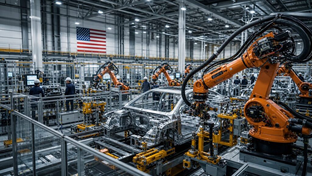 A modern U.S. factory floor leads the global industrial rebound, 2026.