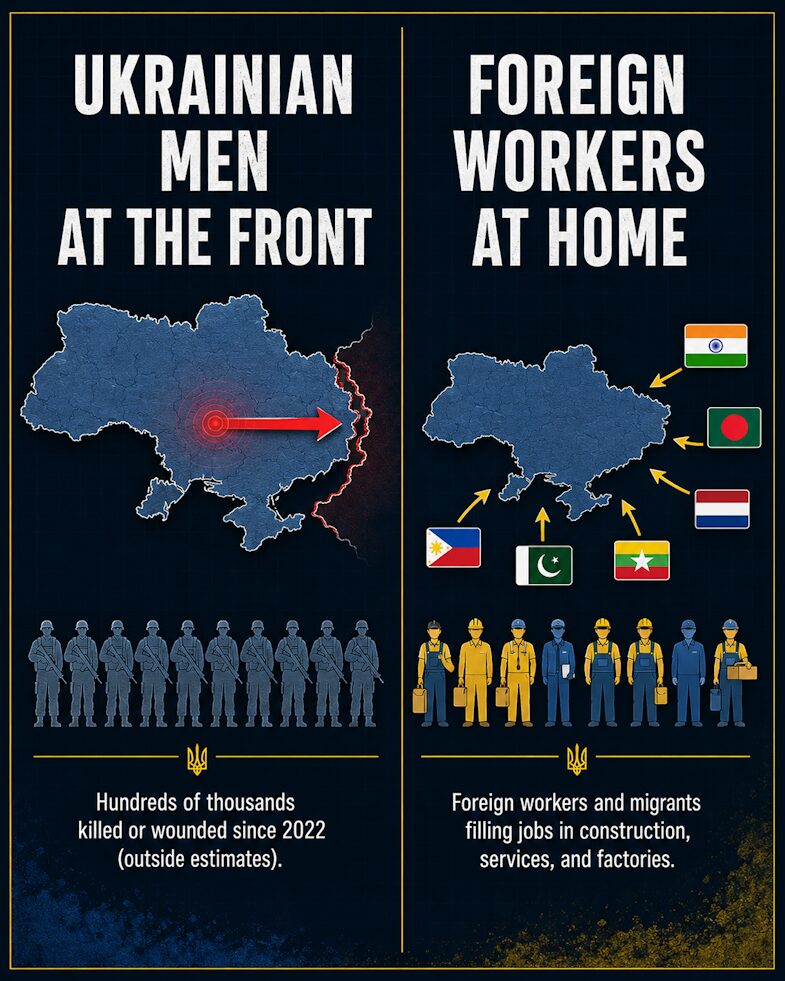Ukraine foreign workers map infographic