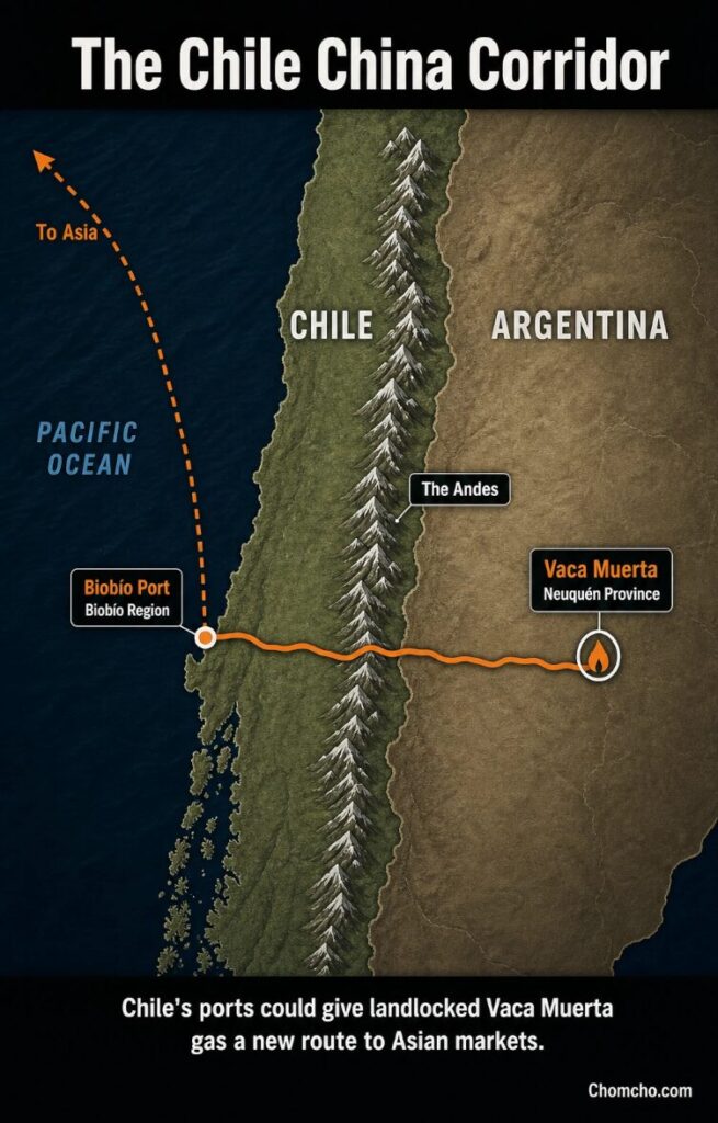 The proposed corridor would carry Argentine gas across the Andes to Chile's Pacific ports, and onward to Asia.