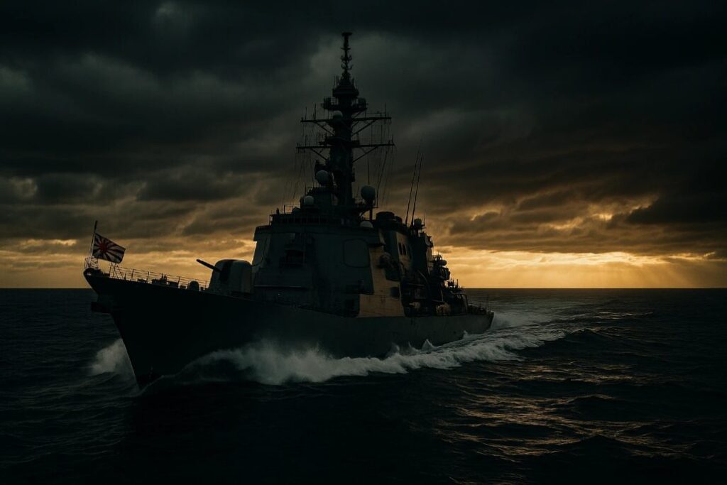 A Japanese Maritime Self-Defense Force destroyer navigates the Pacific Ocean.