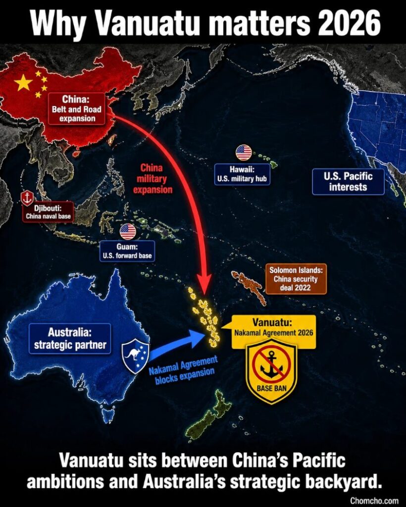 Vanuatu sits between China's Pacific ambitions and Australia's strategic backyard.