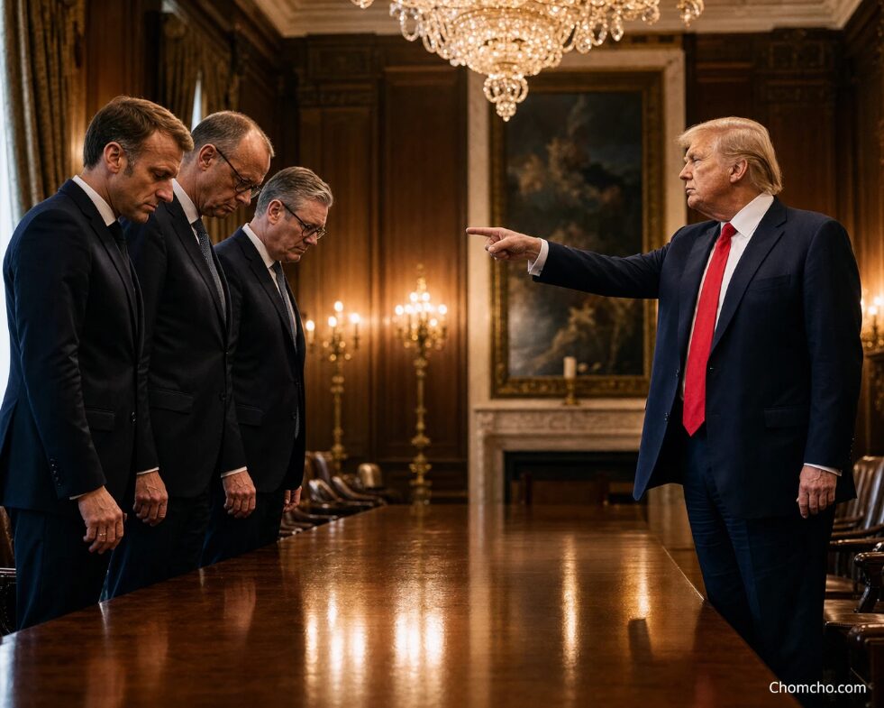 Trump addresses European leaders at the G7 summit in Evian, France, June 2026. (AI-generated image)