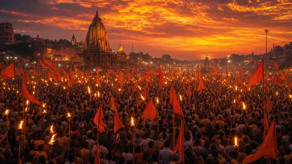Hindu nationalist movement rally, India, 2026.