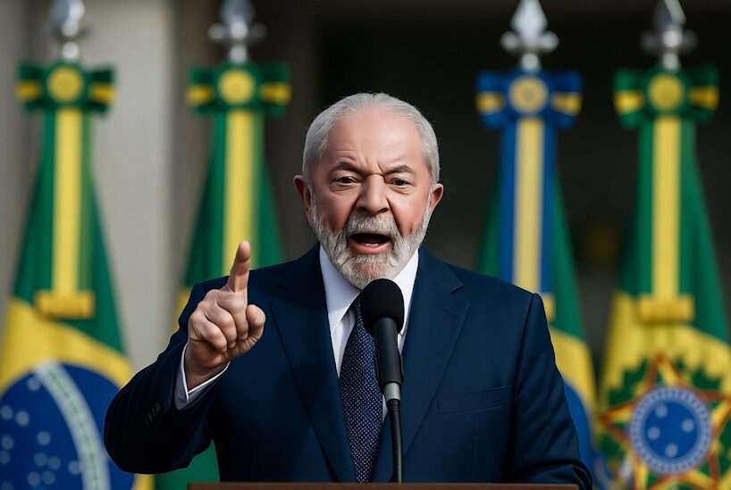 Brazilian president Lula da Silva speaks at press conference, June 2026.