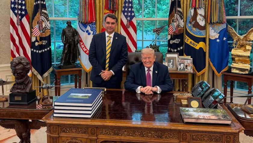 Trump receives Flávio Bolsonaro in the Oval Office, the meeting that enraged Lula, 2026.