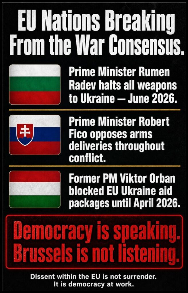 Bulgaria joins Slovakia and Hungary as EU nations that have broken from Brussels on Ukraine military aid.