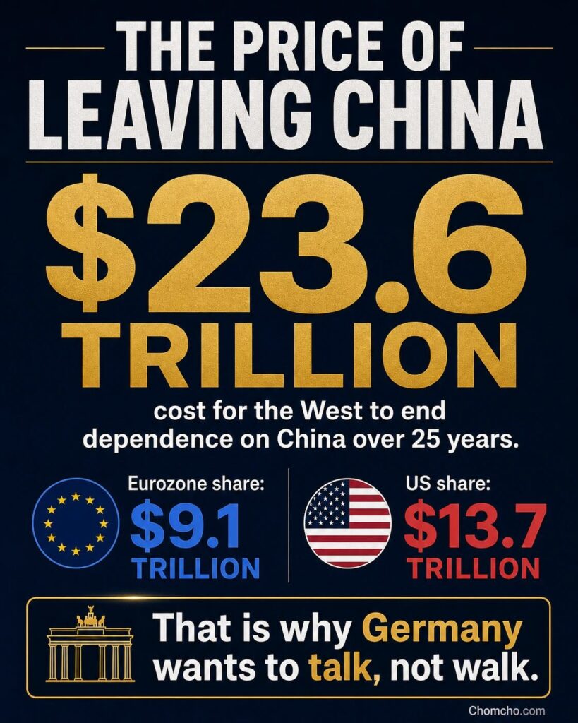 Leaving China would cost the West trillions, so Germany negotiates instead.