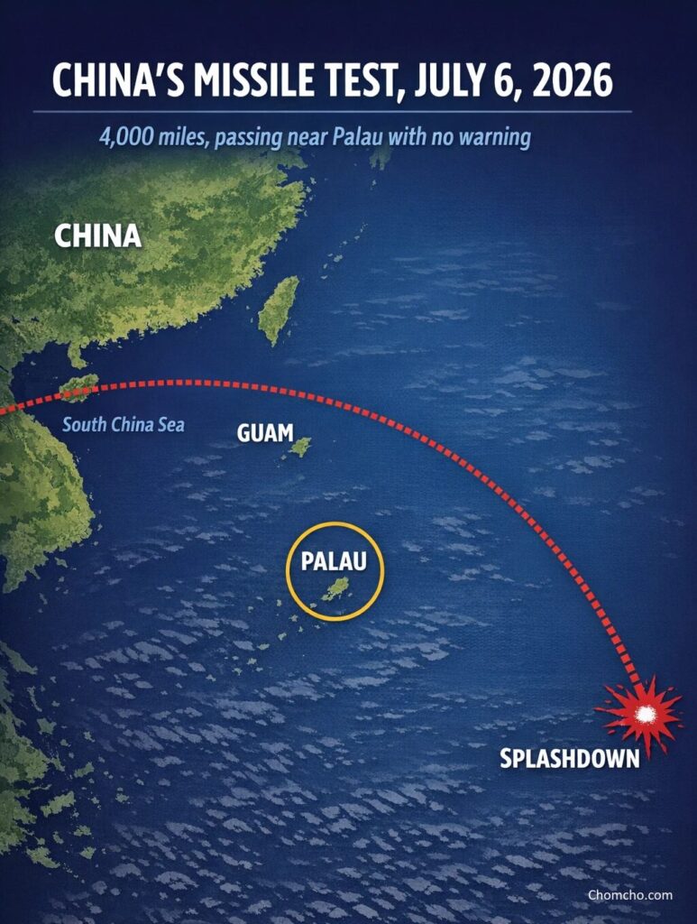 China's July 6 missile crossed the Pacific near Palau with no warning