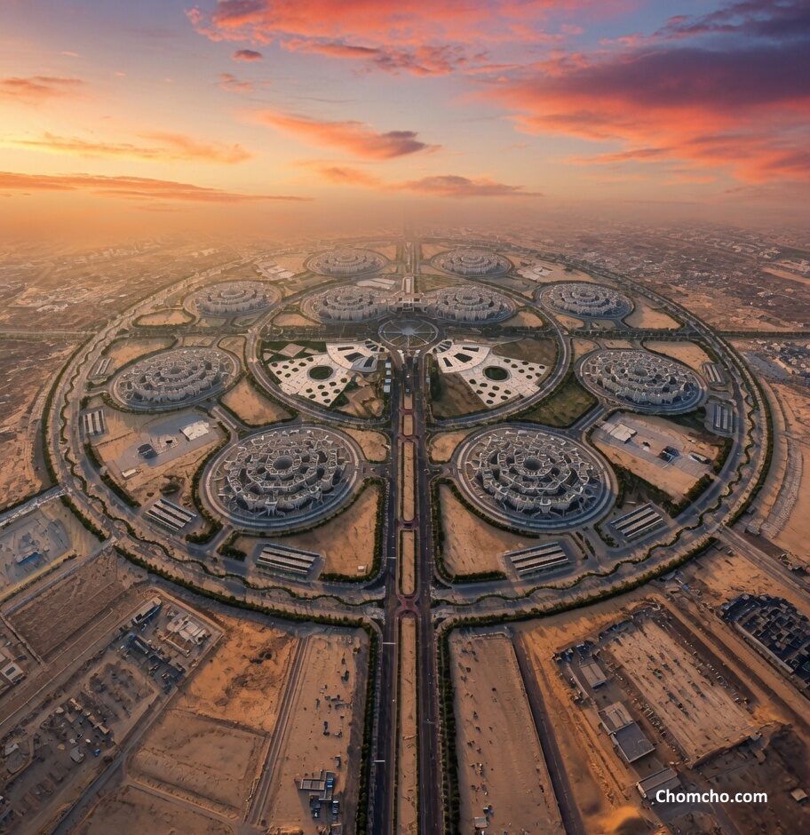 Egypt's Octagon complex sits in the desert east of Cairo.