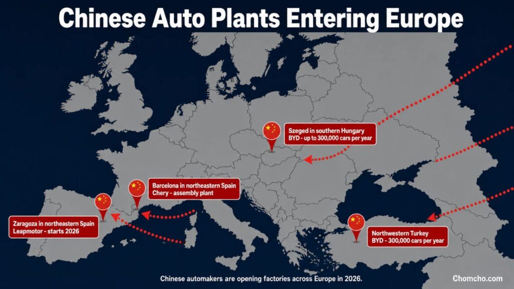 Chinese automakers are opening factories across Europe in 2026.
