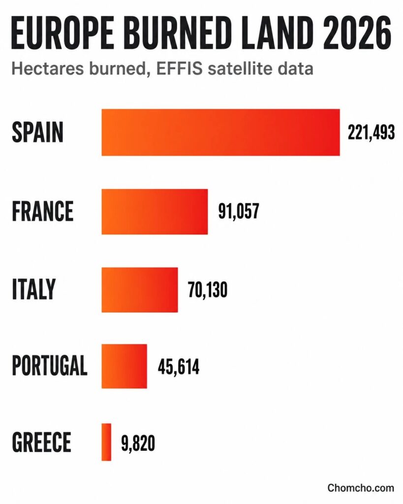 Satellites measure the hectares, but police reports explain the fires.